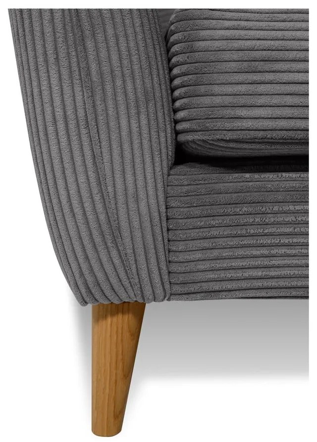 Ciemnoszara sztruksowa sofa 206 cm Paris – Scandic