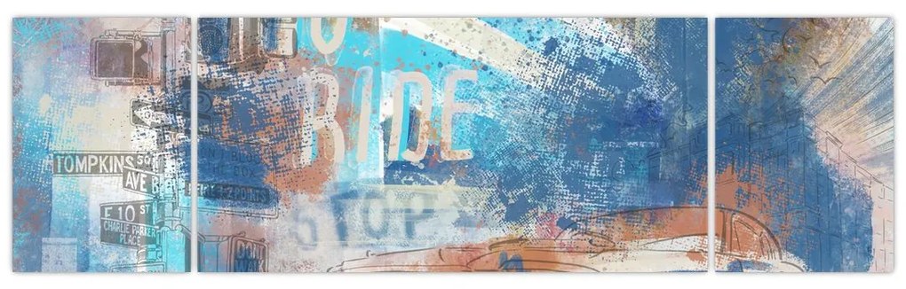 Obraz - Urodzony, by jeździć, niebieskie odcienie (170x50 cm)