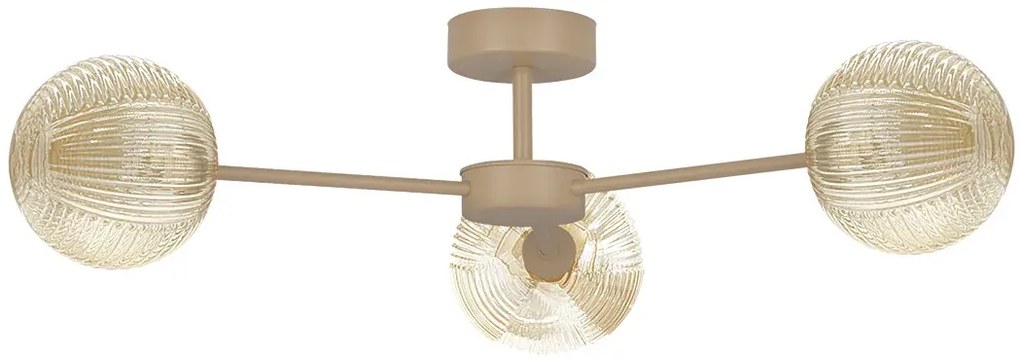 Bursztynowy szklany żyrandol trzyramienny R8-R09