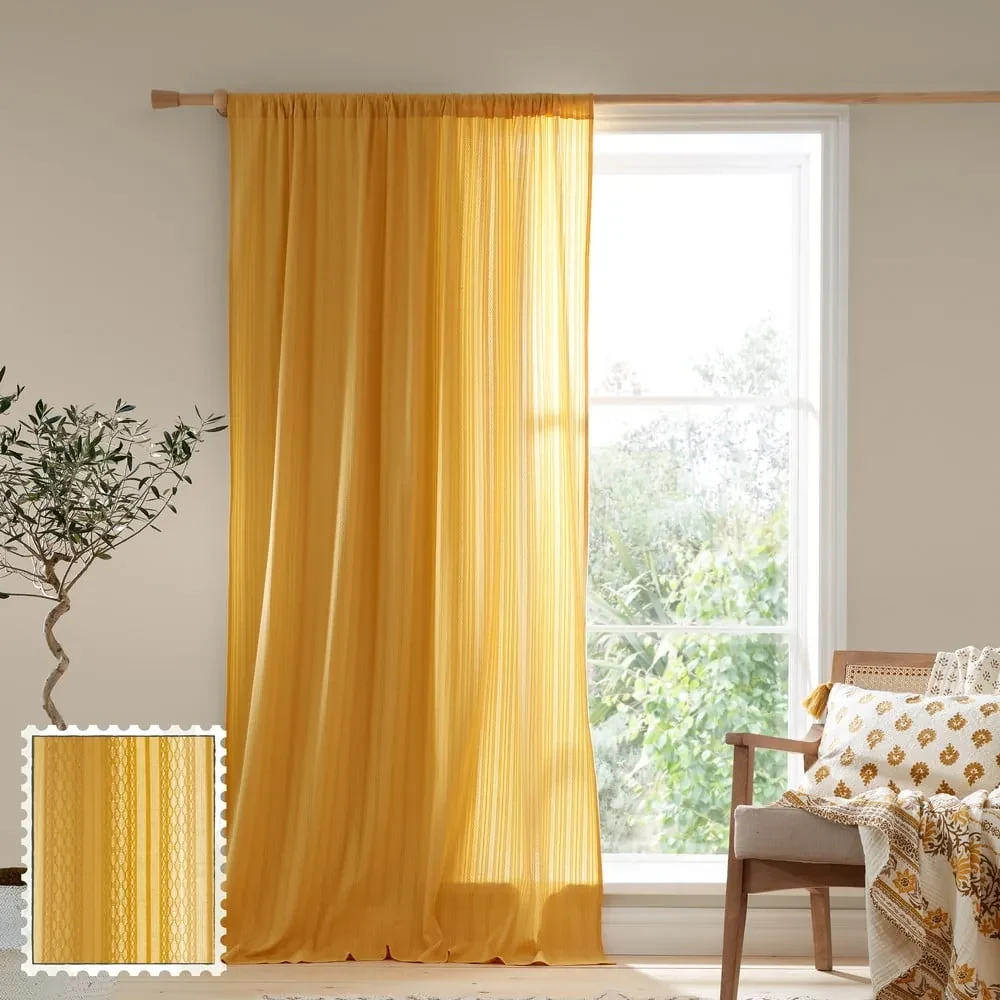 Żółta firanka 140x183 cm Zofia Broderie Anglaise – Pineapple Elephant