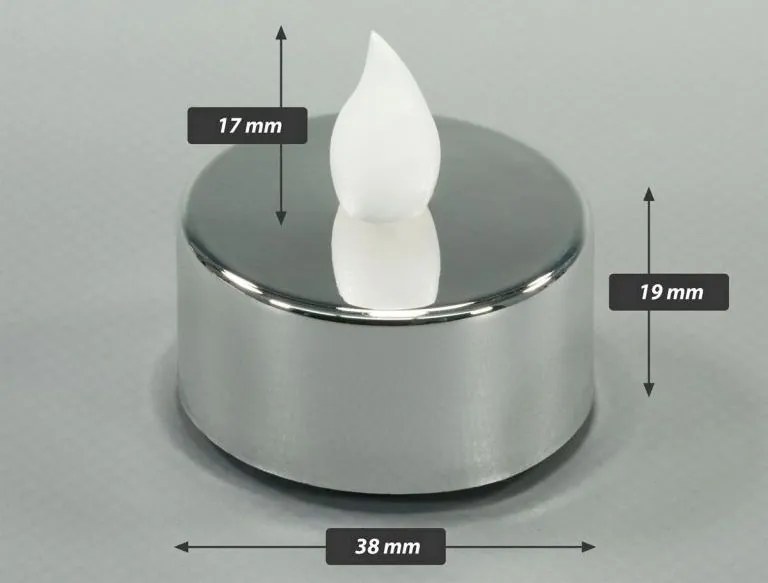 Dekoracyjny zestaw świeczek LED, srebrny, 4 szt