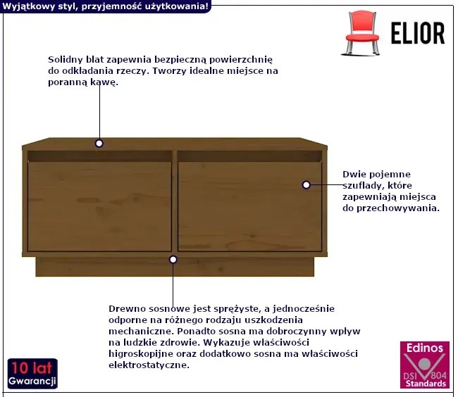 Stolik kawowy w kolorze miodowego brązu - Lioren