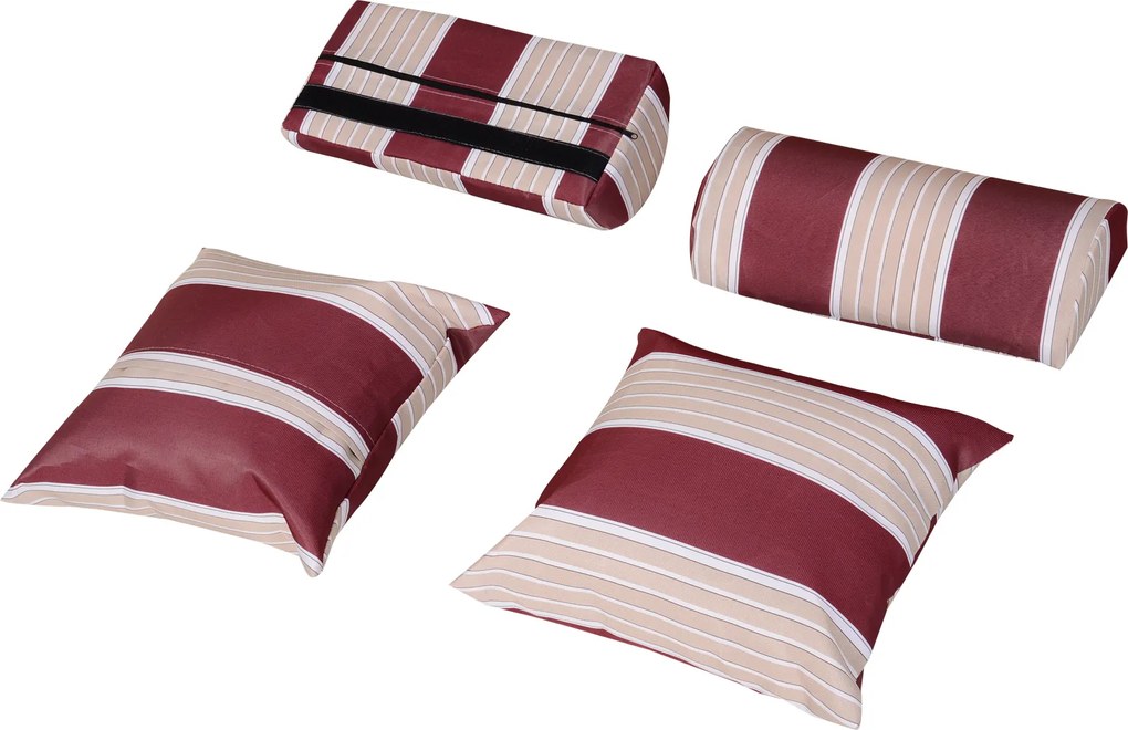 Outsunny Leżak ogrodowy 2-osobowy z daszkiem i podnóżkiem, rattan PE, czerwony, 118x79x150cm | Aosom PL