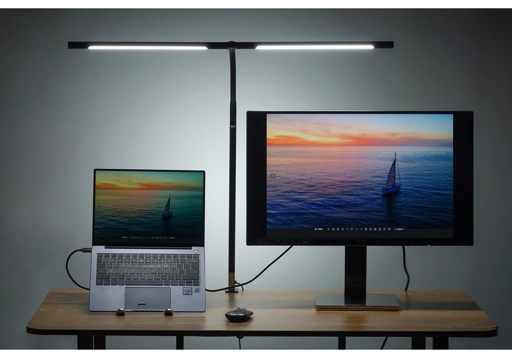 Lampa LED na biurko NOX, zacisk, pilot zdalnego sterowania