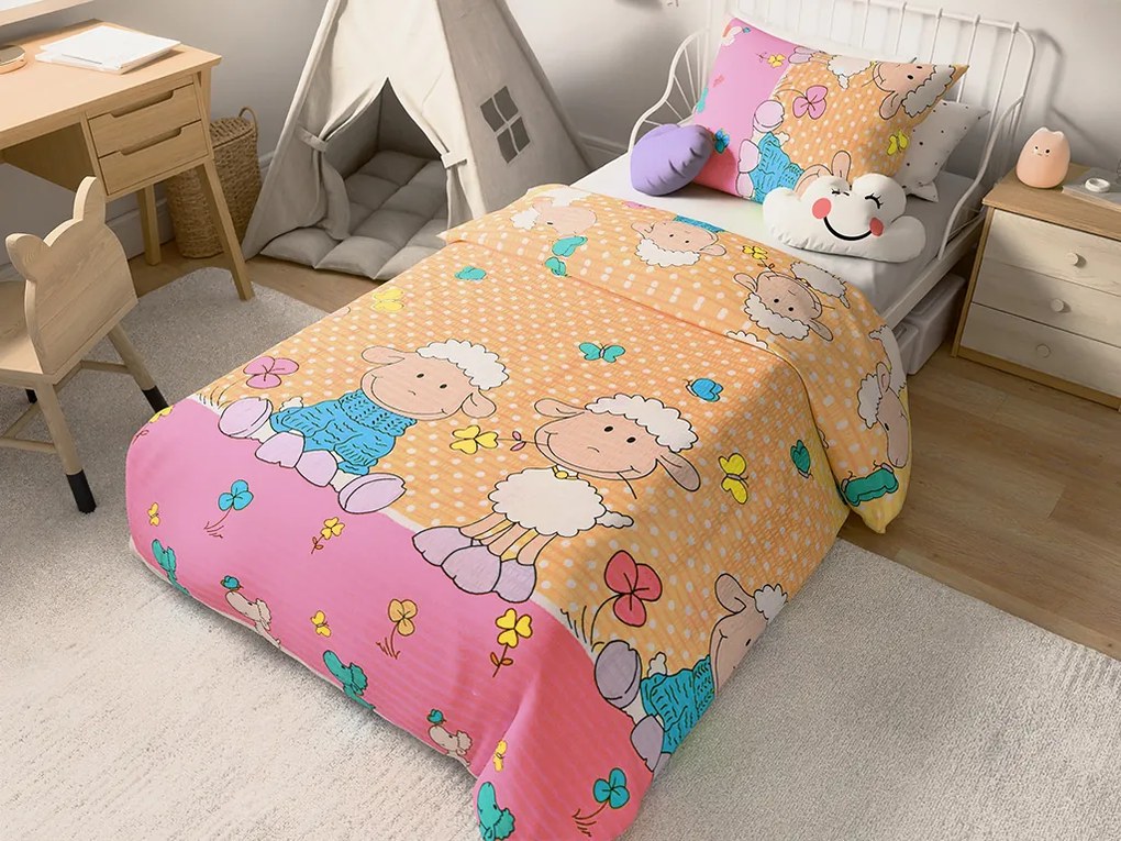 PrzytulneMieszkanie.pl PrzytulneMieszkanie.pl Pościel z kory do łóżeczka OWCZKI kremowe Rozmiar pościeli: 45 x 65 cm | 90 x 135 cm