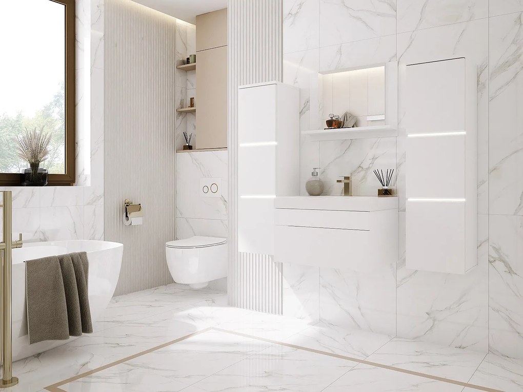 Zestaw mebli łazienkowych, Matowa biel, Matowa biel, 120 x 110 cm