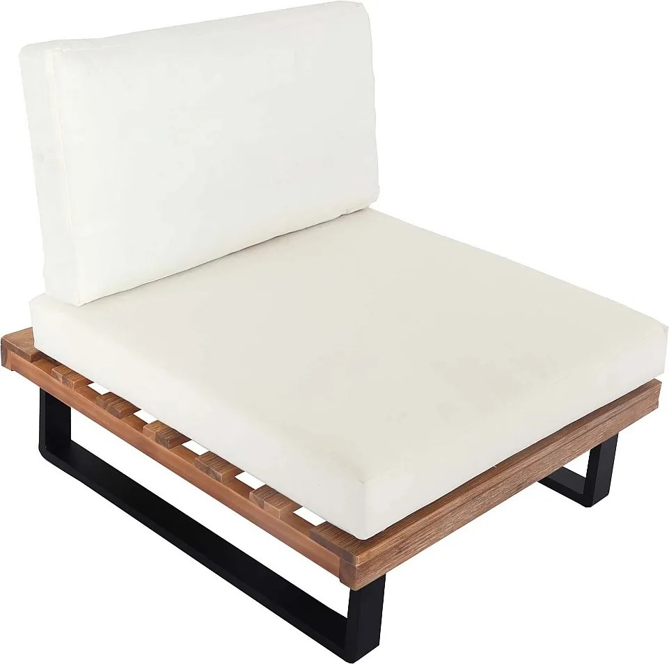 Fotel wypoczynkowy MCW-H54,  jasnobrązowy, tapicerka kremowa biel