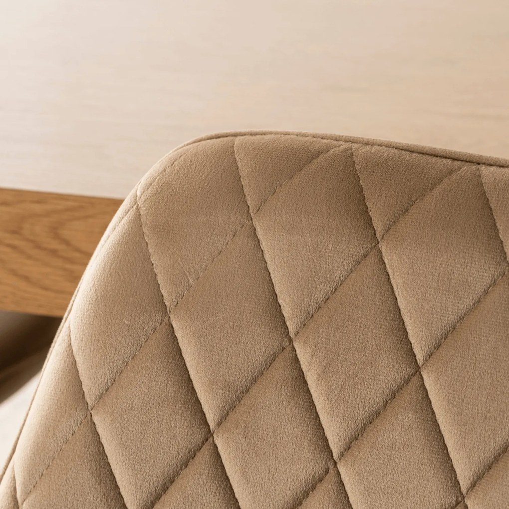 Krzesło Tapicerowane do Jadalni BRESSO Beżowe Welurowe Nowoczesne