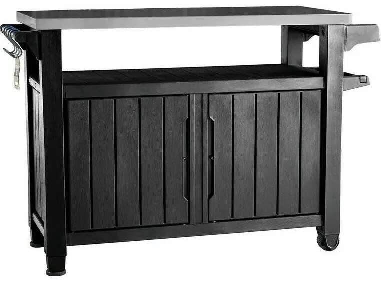 Keter Wielofunkcyjny stół ogrodowy z grillem UNITYXL 270 l grafitowy, 134 x 52 x 90 cm