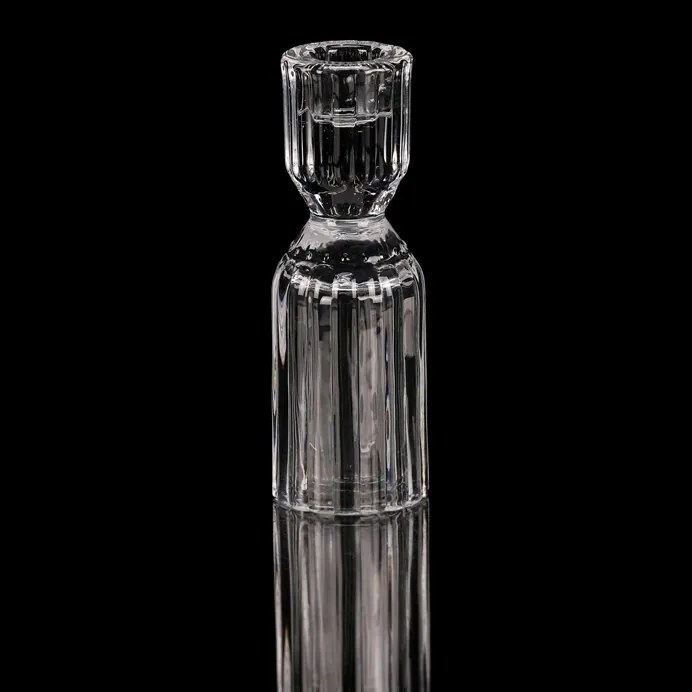 Świecznik szklany 14,5 cm na świecę stożkową, przezroczysty