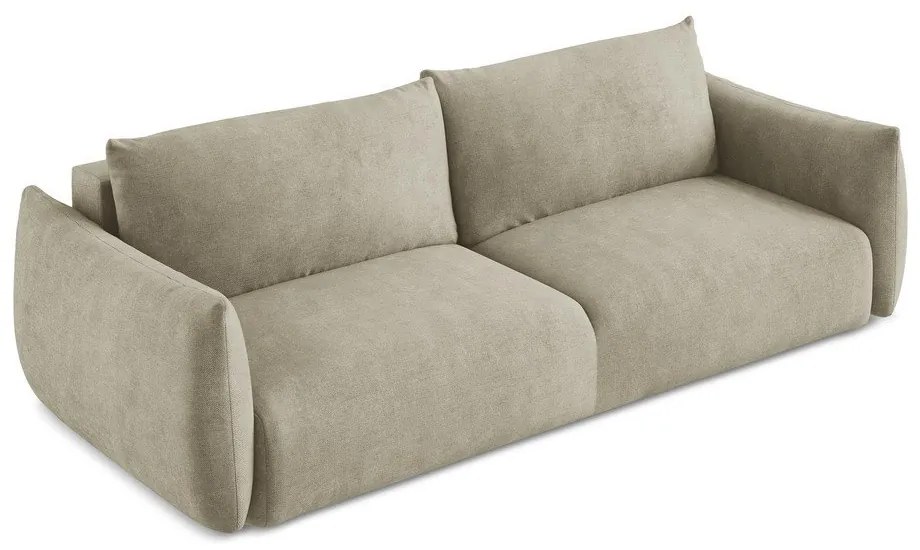 Beżowa rozkładana sofa z tkaniny szenilowej 230 cm Leila – Makamii
