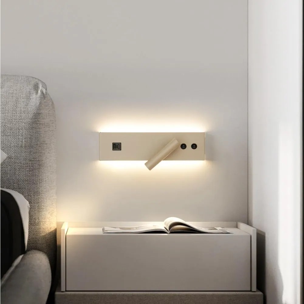 Brilagi-LED Kinkiet punktowy z portem USB NOCTIS LED/3W/230V+LED/9W beżowy