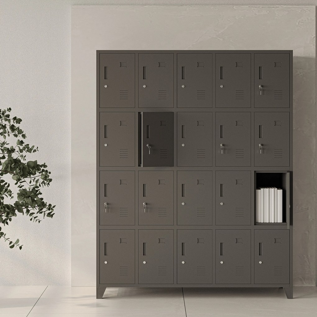 Szafa skrytkowa socjalna BHP antracytowa: ROBERT, 1360 x 1720 x 450 mm