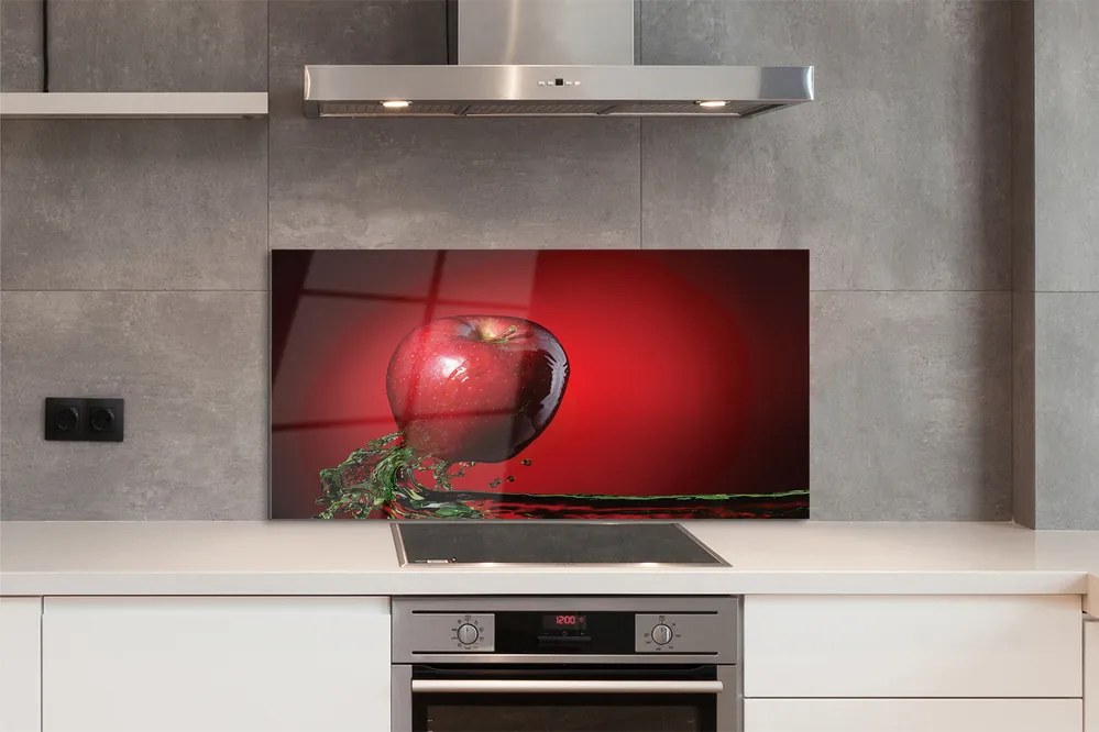 Szkło do Kuchni na Ścianę Czerwone Jabłko w Wodzie