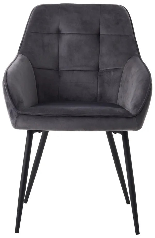 Szare aksamitne krzesła z podłokietnikami zestaw 2 szt. Nolan Square – Unique Furniture