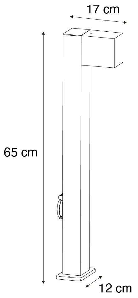 Lampa zewnętrzna czarna z kolcem do ziemi i dławikiem kablowym 65 cm z gniazdem IP44 - Baleno