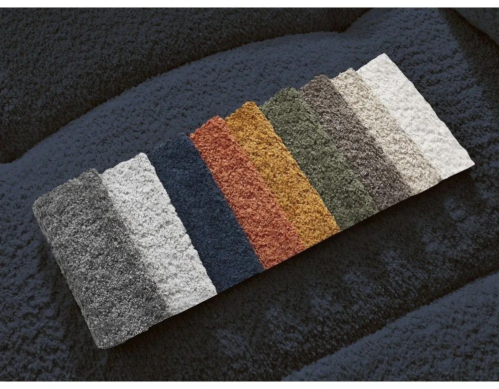 Niebieski rozkładany/ze schowkiem narożnik z materiału bouclé (lewostronny/z szezlongiem) Roxelane – Bobochic Paris