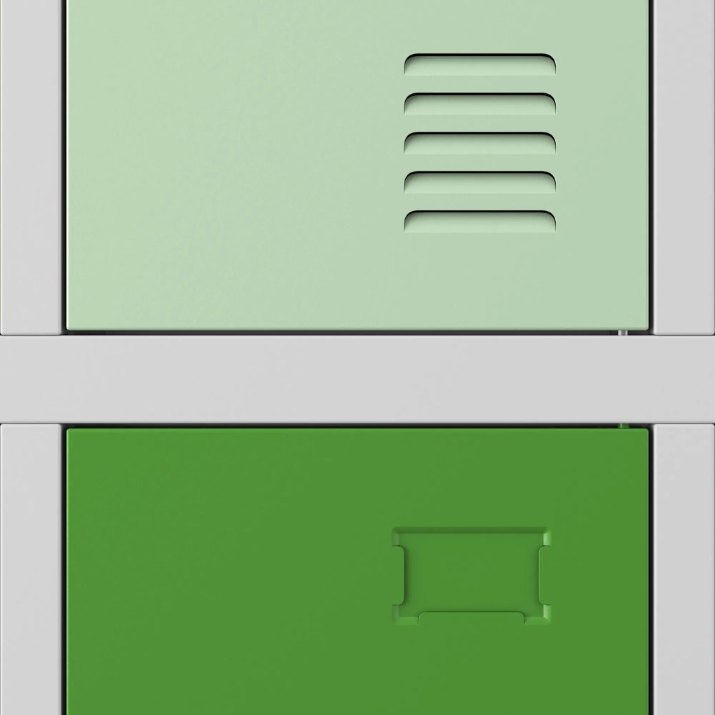 Szafka szkolna BHP szaro-wielokolorowa: 10-drzwiowa BARTUŚ, 1360 x 1500 x 450 mm