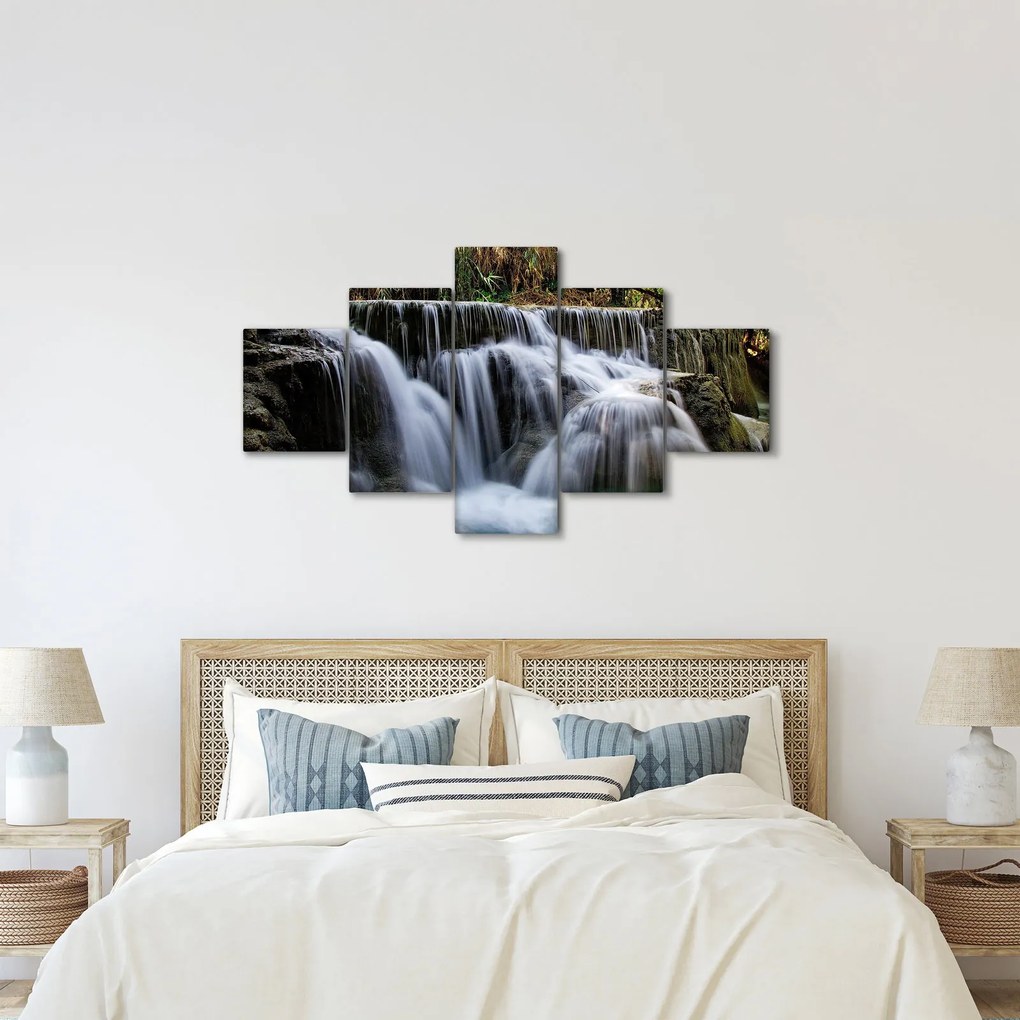 Obraz wodospadów w dżungli (125x70 cm)