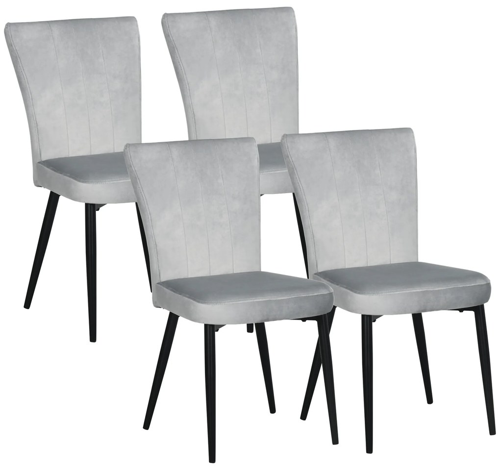 HOMCOM Zestaw 4 Krzesła Jadalniane Aksamitne Oparcia Eleganckie Kuchenne Modne | Aosom PL