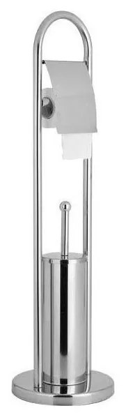 Aqualine - Stojąca szczotka do WC z uchwytem na papier toaletowy SAMBA 80x22 cm chrom błyszczący