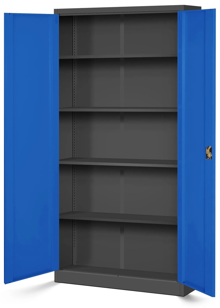Zestaw 4x szafa biurowa metalowa na akta antracytowo-niebieska, 900x1950x400 mm: JAN H