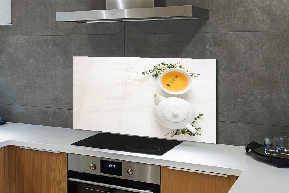 Szklany Panel Dzbanek Świeżej Herbaty