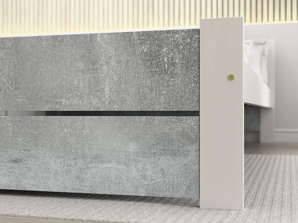 Łóżko IKAROS DOUBLE 120 x 200 cm, beton/biała Stelaż: Ze stelażem listwowym rolowanym, Materac: Materac Coco Maxi 20 cm