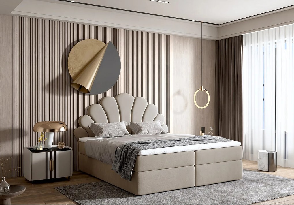 Stylowe łóżko tapicerowane PERŁA 120x200 cm w tkaninie salvador 02 beżowy