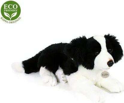 Rappa Pluszowy pies Border Kolie leżący czarno-biały, 45 cm