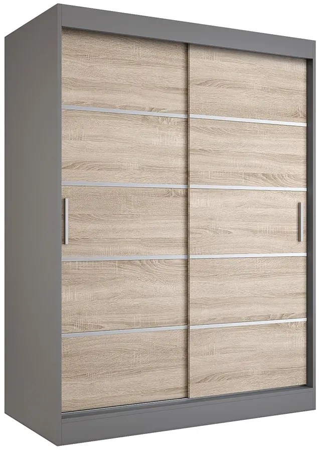 Szafa przesuwna antracyt + dąb sonoma 150 cm C3-G21