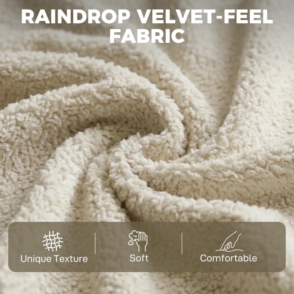 HOMCOM Narożna sofa z odwracalnym szezlongiem, 3-osobowa kanapa z aksamitnym wyglądem, szerokie i głębokie siedzisko, poduszki sprężynowe, beżowa | Aosom PL