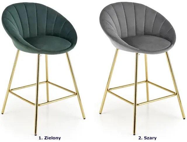 Szary tapicerowany hoker welurem w stylu glamour K3-N79