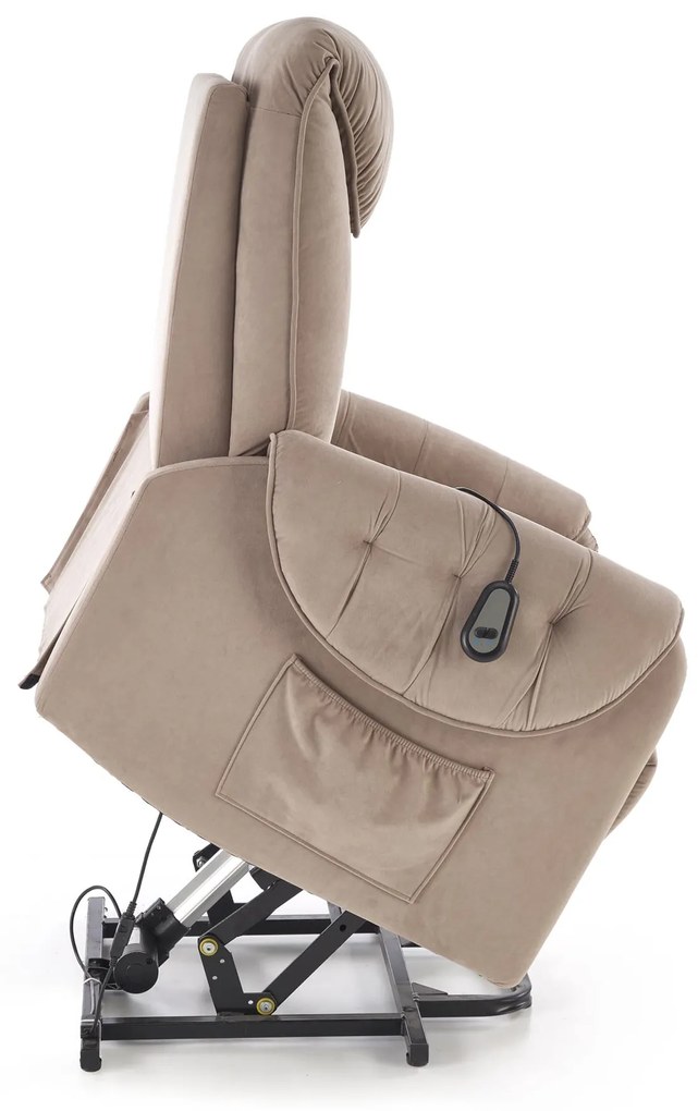 Fotel wypoczynkowy, elektryczny rozkładany, pionizacja beżowy HORTON