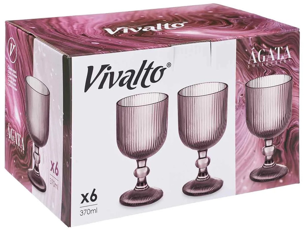 Zestaw kieliszków do wina LINES z ryflowanego szkła, 6 sztuk, 260 ml