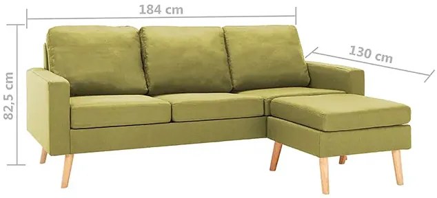 3-osobowa zielona sofa z podnóżkiem - Muria 4Q