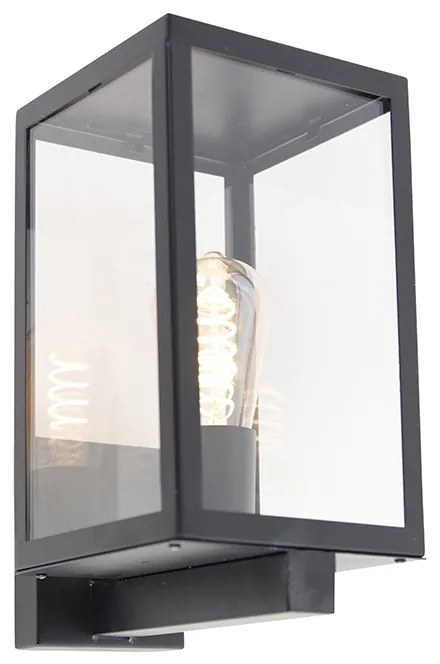 Zewnetrzna Nowoczesna lampa ścienna zewnętrzna czarna ze szkłem 30 cm - Rotterdam Nowoczesny Oswietlenie zewnetrzne