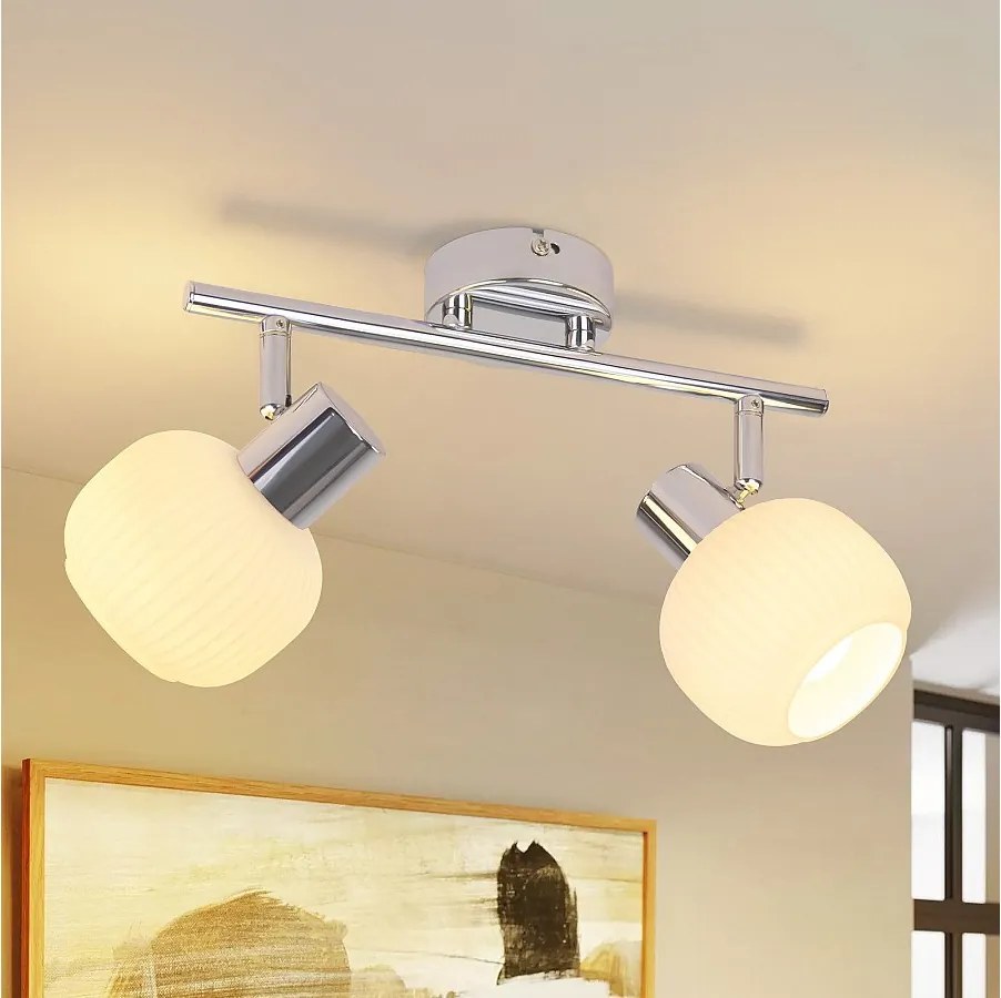 NETTLIFE 2 Biały reflektor sufitowy E14 do wnętrz, klosz szklany vintage, bez żarówek