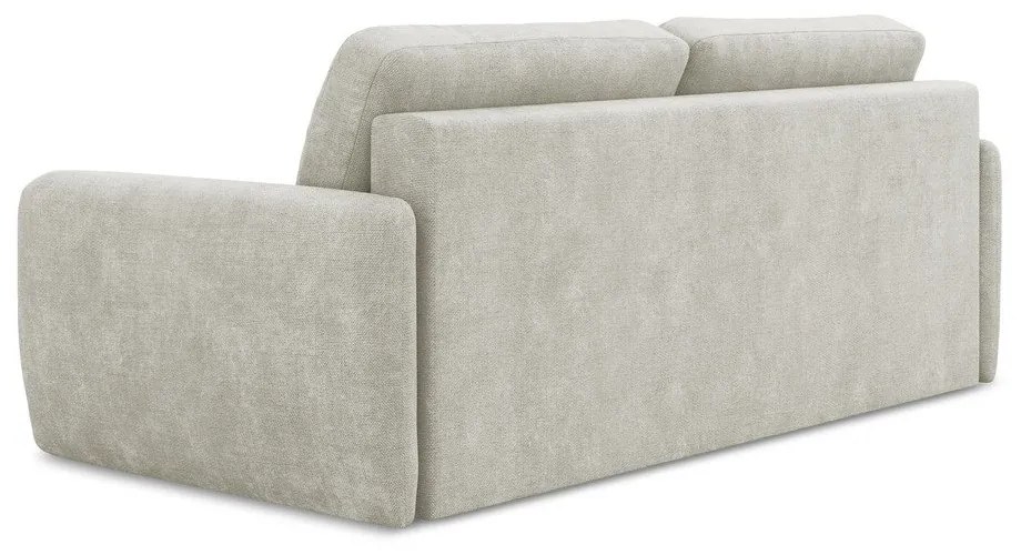 Kremowa rozkładana sofa z tkaniny szenilowej ze schowkiem 218 cm Lilo – Makamii
