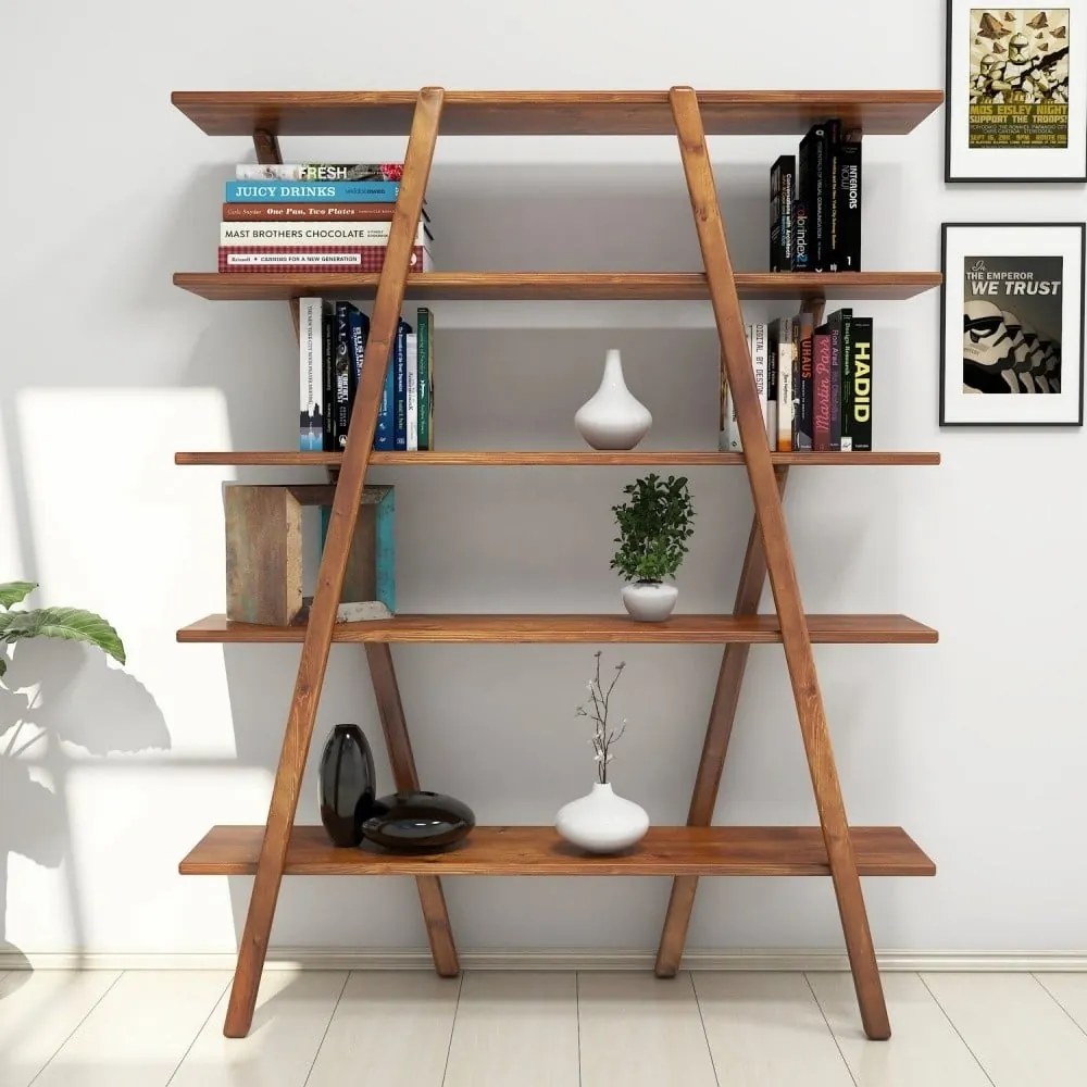 Regał z drewna sosnowego Perla Walnut, 148x120 cm