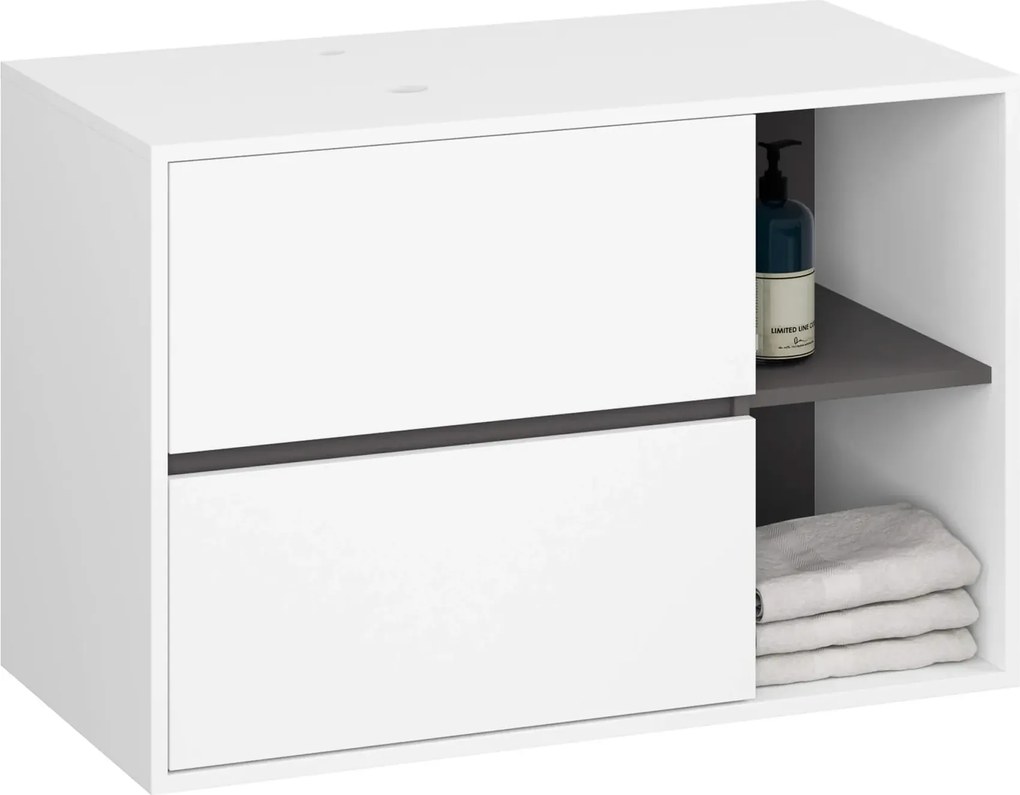 Podwieszana szafka łazienkowa 90 cm biały+ grafit szary E7-R69