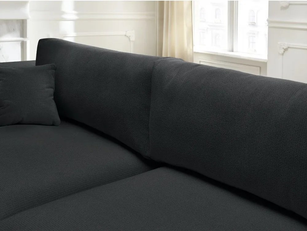 Czarna rozkładana/ze schowkiem sofa 265 cm Ezechiel – Bobochic Paris