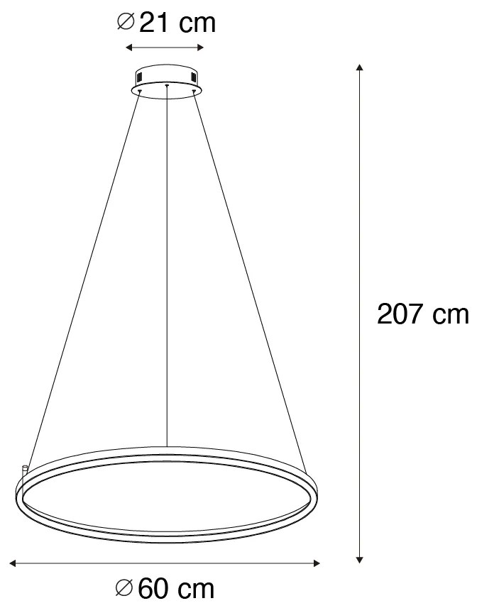Lampa wisząca brązowa 60 cm w tym LED 3-stopniowy ściemniacz - GirelloDesignerski Oswietlenie wewnetrzne