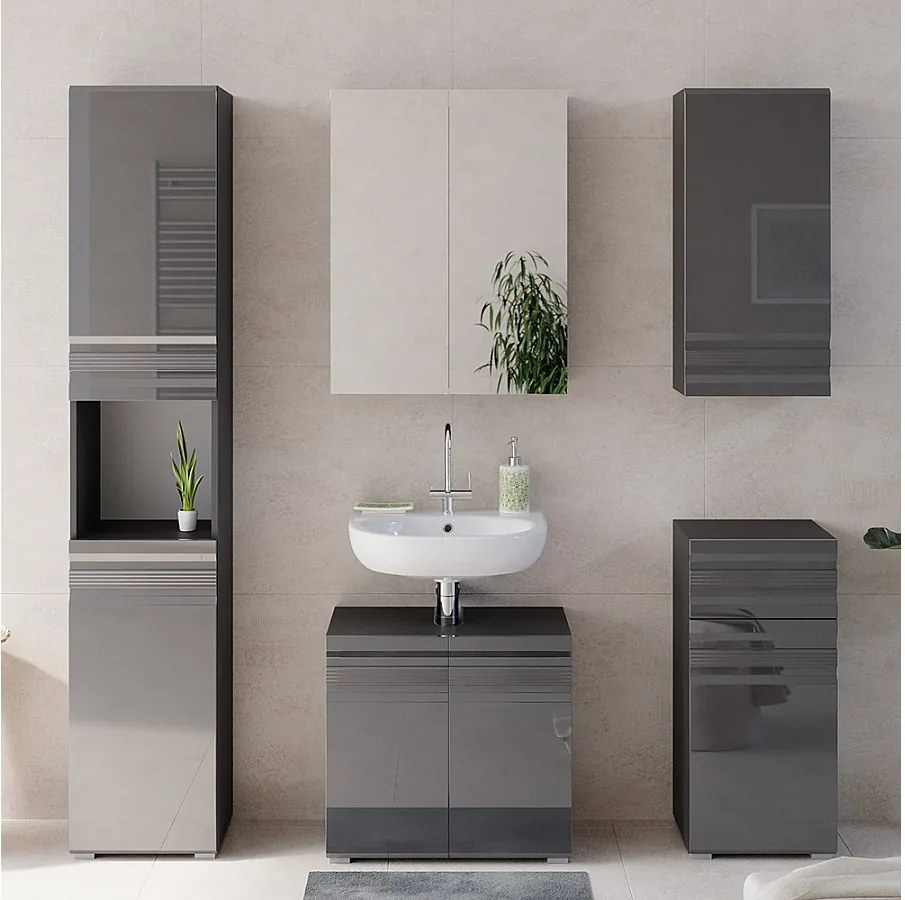 Zestaw mebli łazienkowych antracyt wysoki połysk 56x34x60 fredd