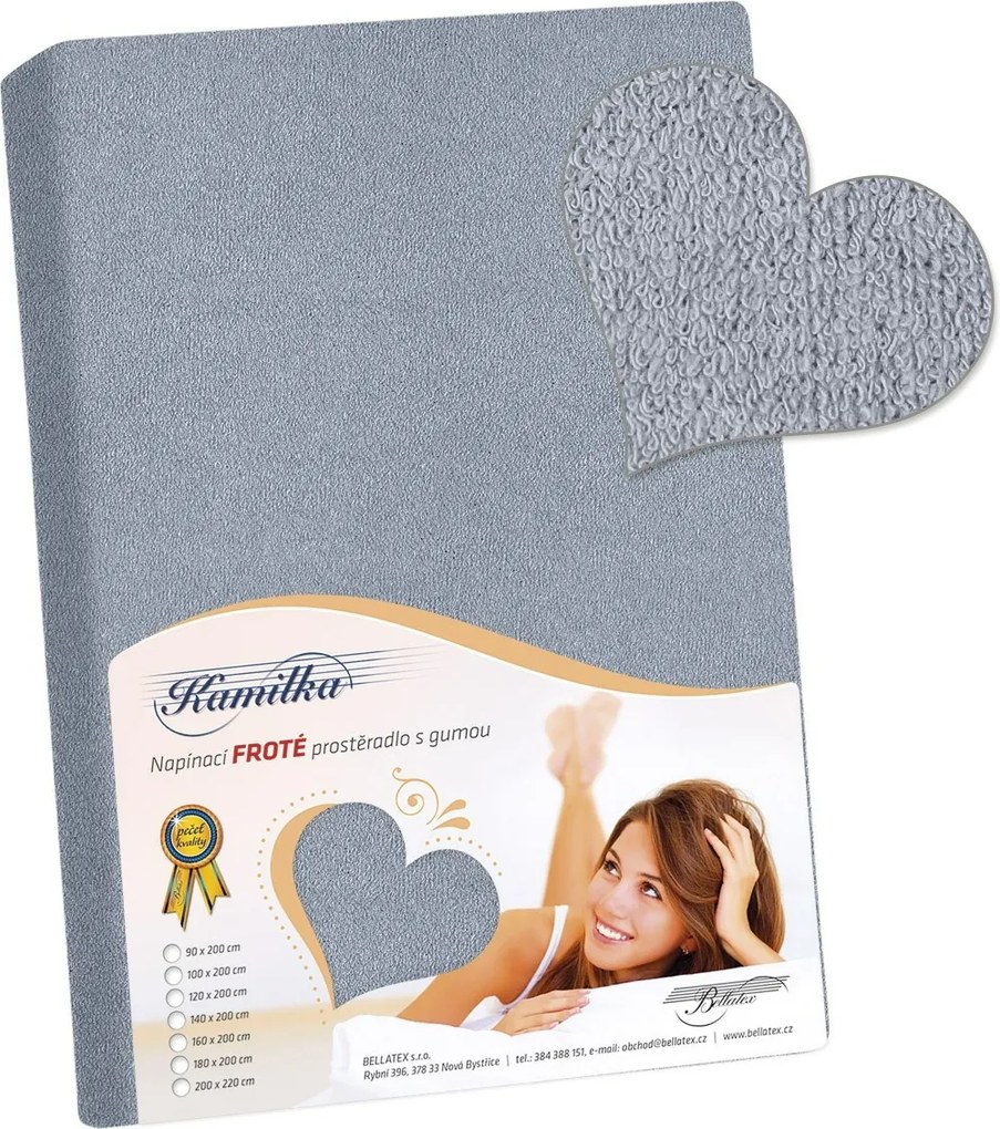 Prześcieradło frotte Kamilka niebieskoszary, 200 x 220 cm