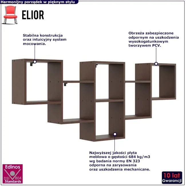 Skandynawska półka do biura w kolorze wenge - Corsaro