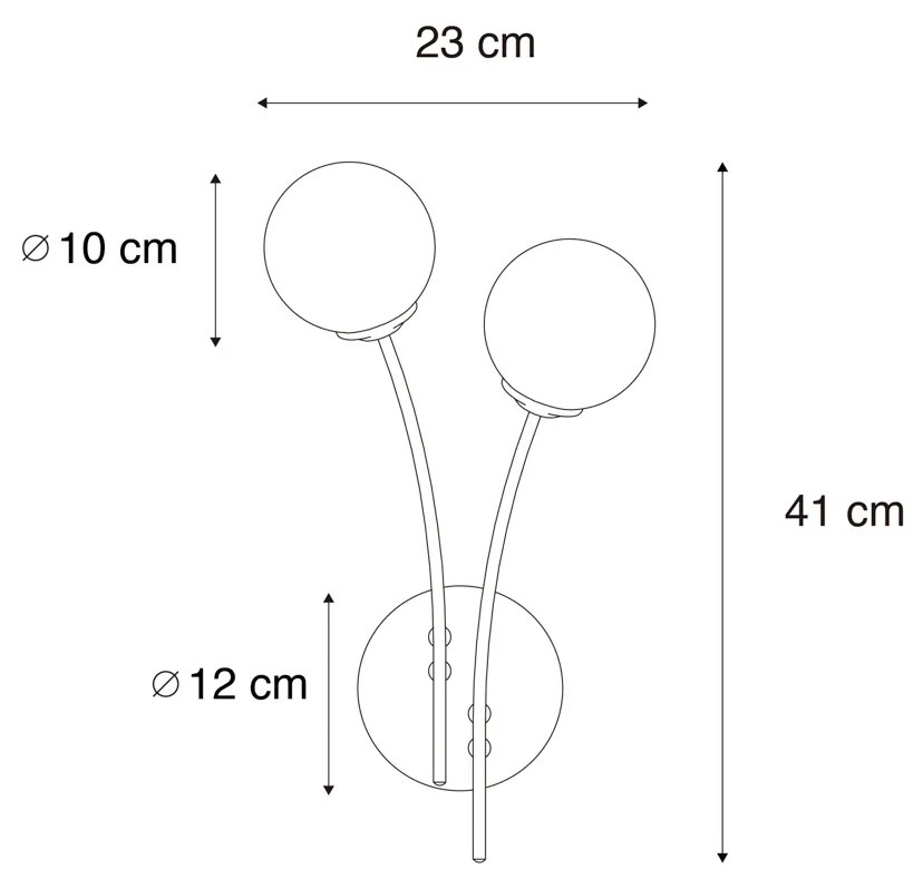 Nowoczesna lampa ścienna czarna 2-światłowa z przydymionym szkłem - Athens Rustykalny / Vintage Oswietlenie wewnetrzne