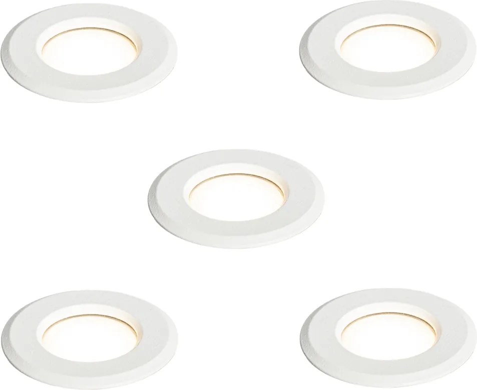 Zestaw 5 nowoczesnych reflektorów wpuszczanych białych z LED IP67 - Linsey