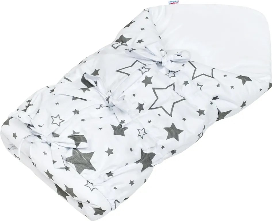 New Baby Klasyczny rożek sznurowany Szare gwiazdki