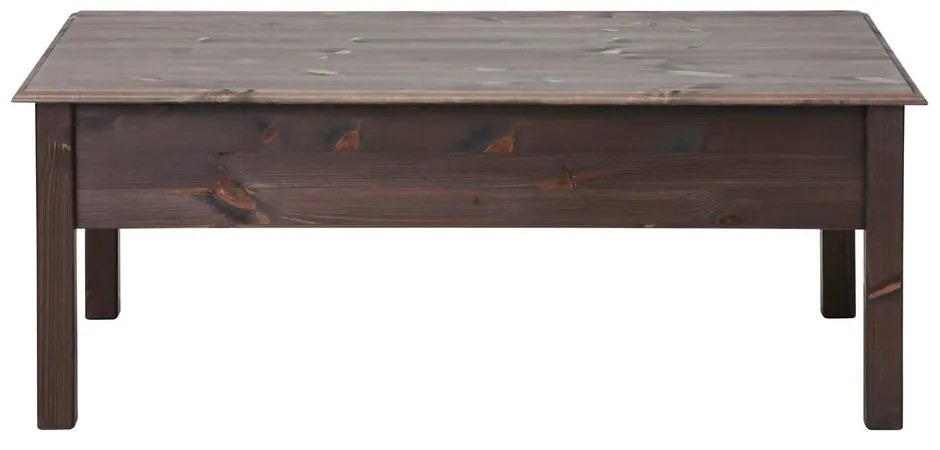 Ciemnobrązowy stolik z litego drewna sosnowego z 2 szufladami Støraa Linda